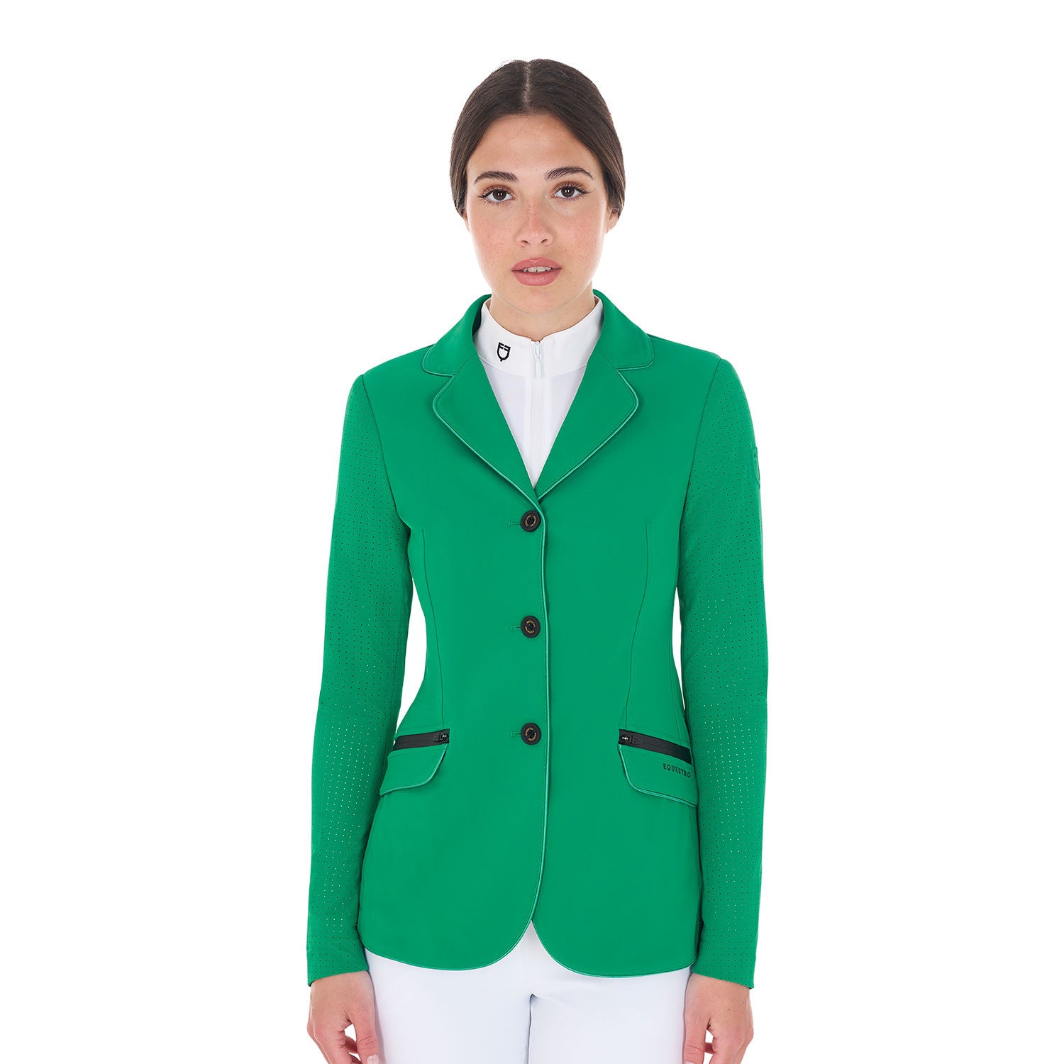 Equestro Women's competition jacket three buttons perforated fabric
