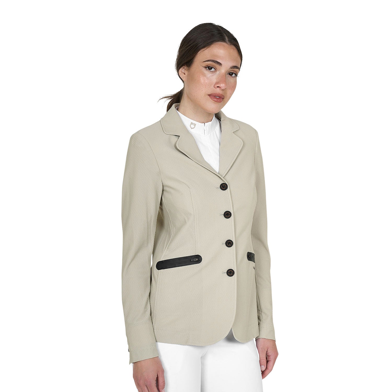 Equestro Women's competition jacket four buttons perforated fabric