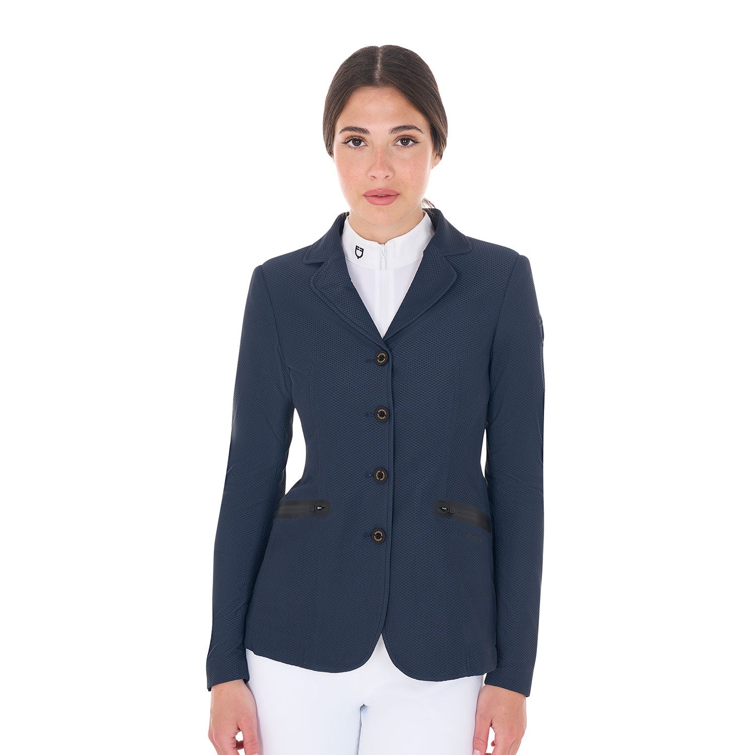 Equestro Women's competition jacket four buttons perforated fabric
