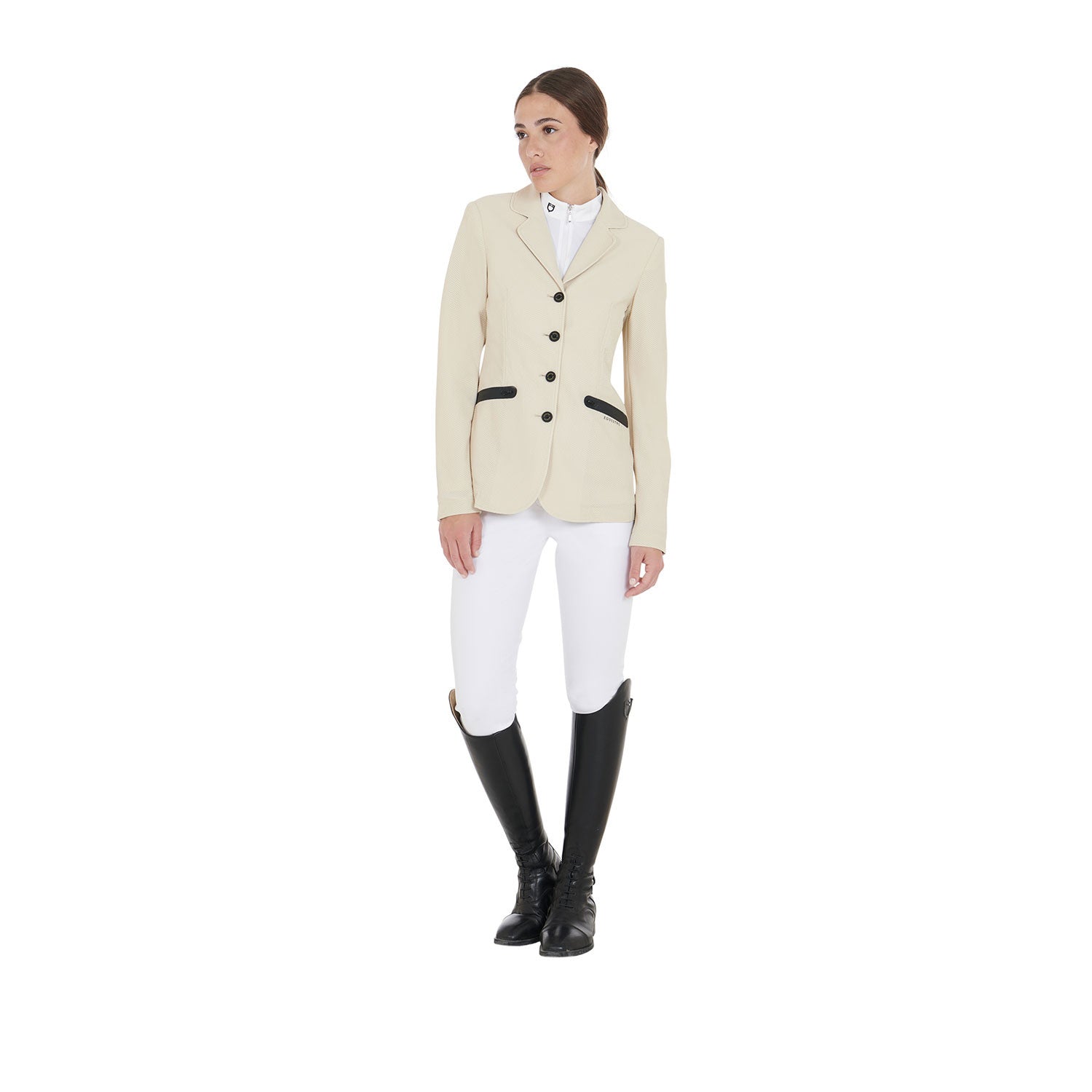 Women's competition jacket four buttons perforated fabric
