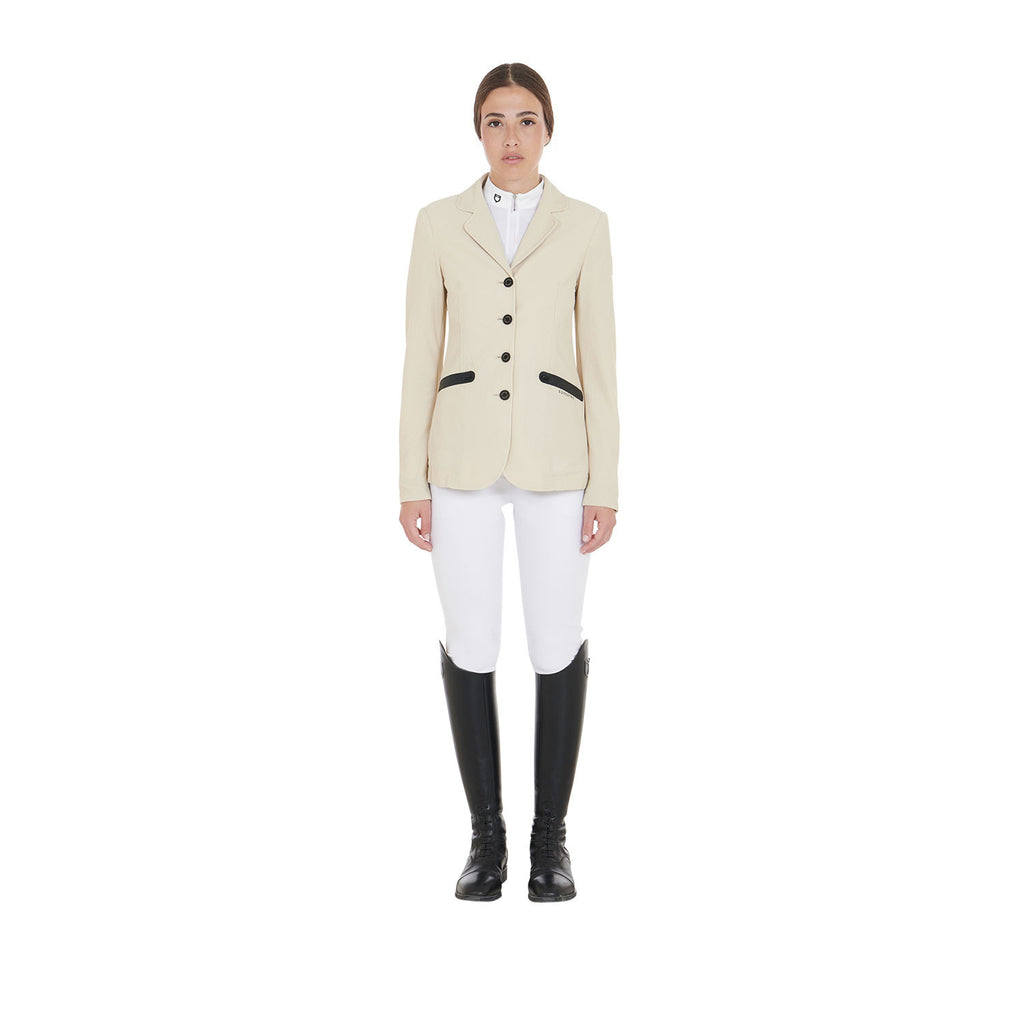 Women's competition jacket four buttons perforated fabric
