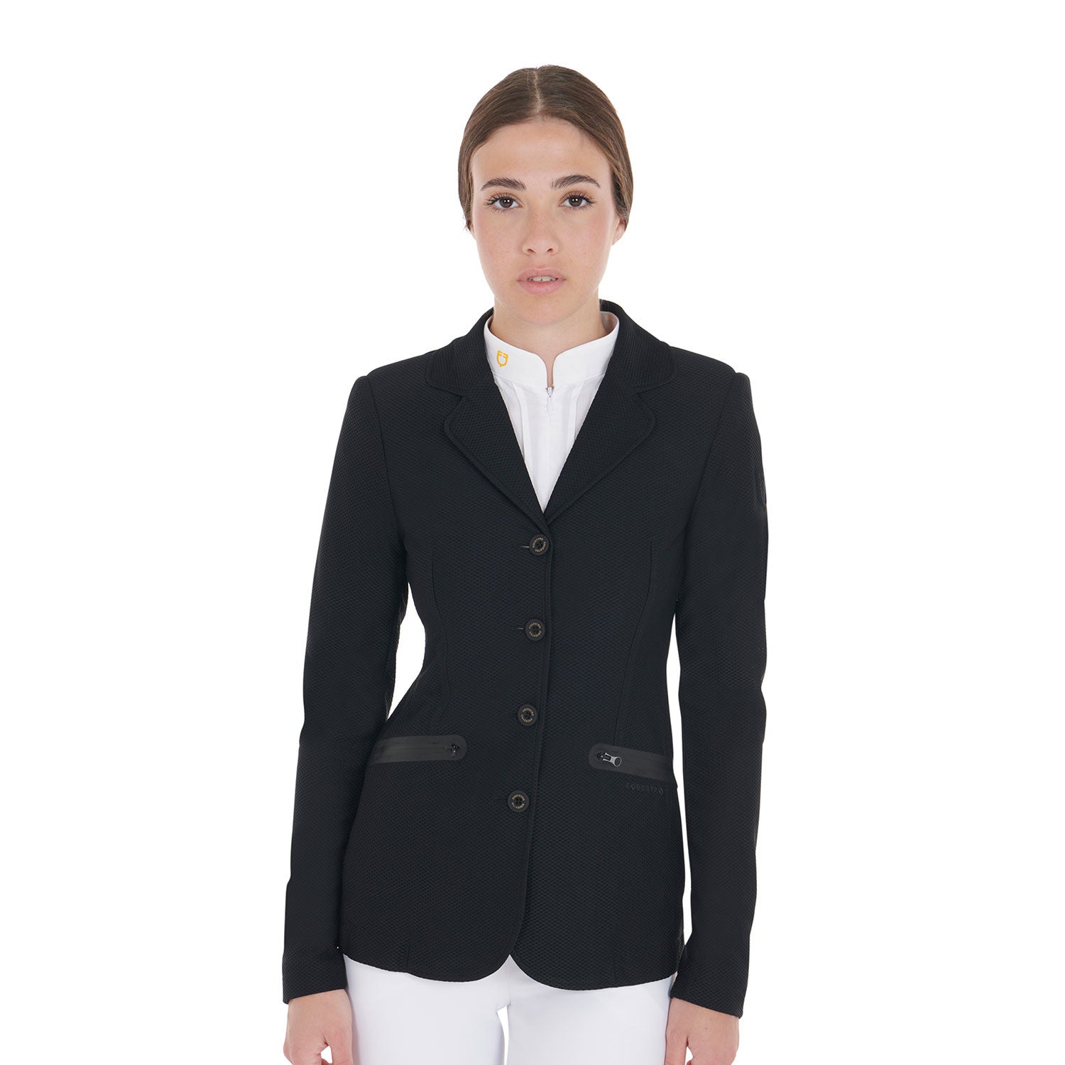 Equestro Women's competition jacket four buttons perforated fabric