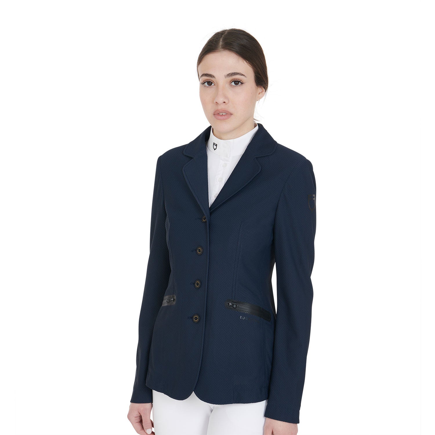Equestro Women's competition jacket four buttons perforated fabric