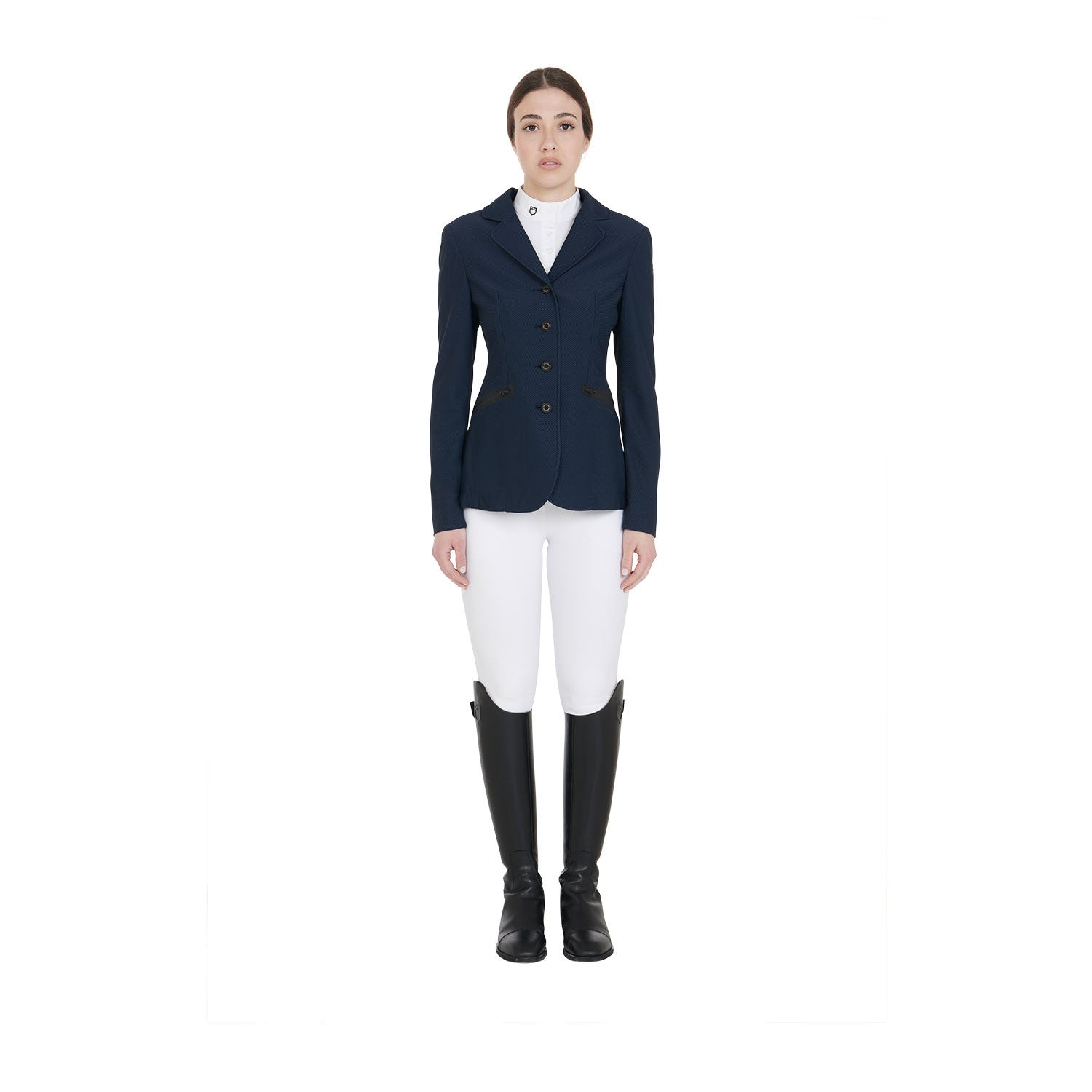 Women's competition jacket four buttons perforated fabric