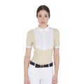 Women's slim fit pleated cotton polo shirt
