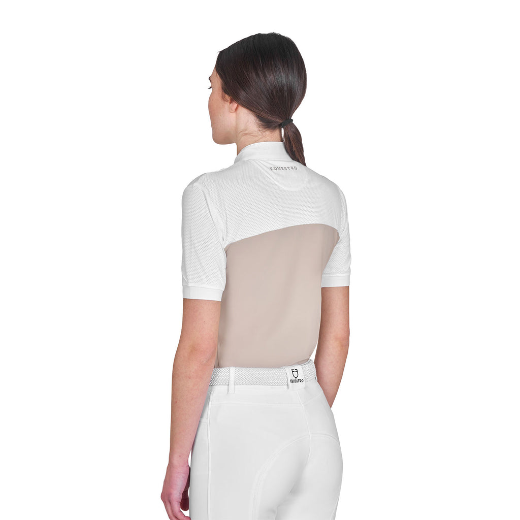 Women's slim fit polo shirt in technical fabric and mesh