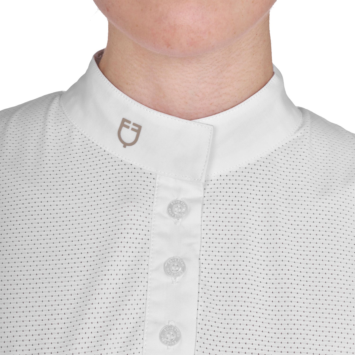 Women's slim fit polo shirt in technical fabric and mesh