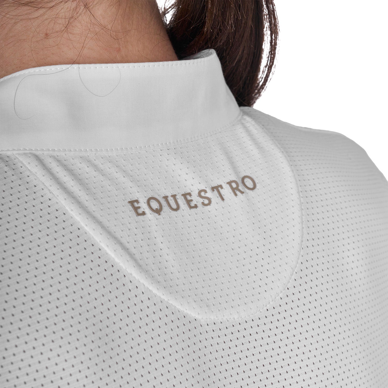 Women's slim fit polo shirt in technical fabric and mesh