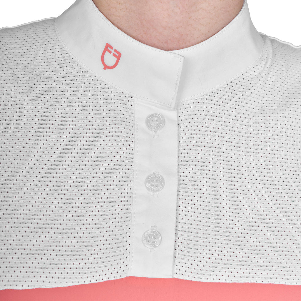 Women's slim fit polo shirt in technical fabric and mesh