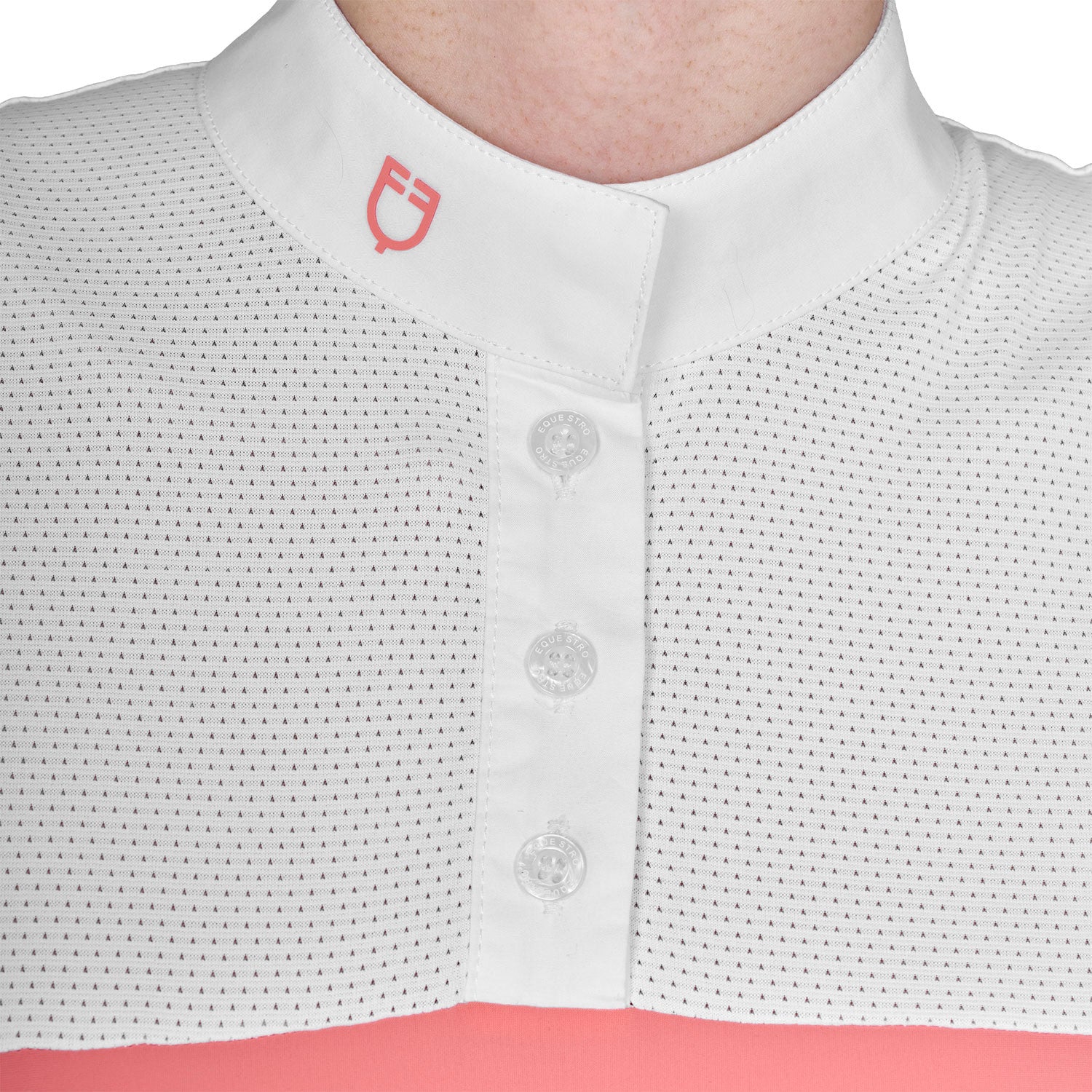 Women's slim fit polo shirt in technical fabric and mesh