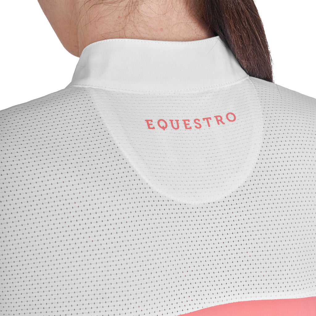 Women's slim fit polo shirt in technical fabric and mesh