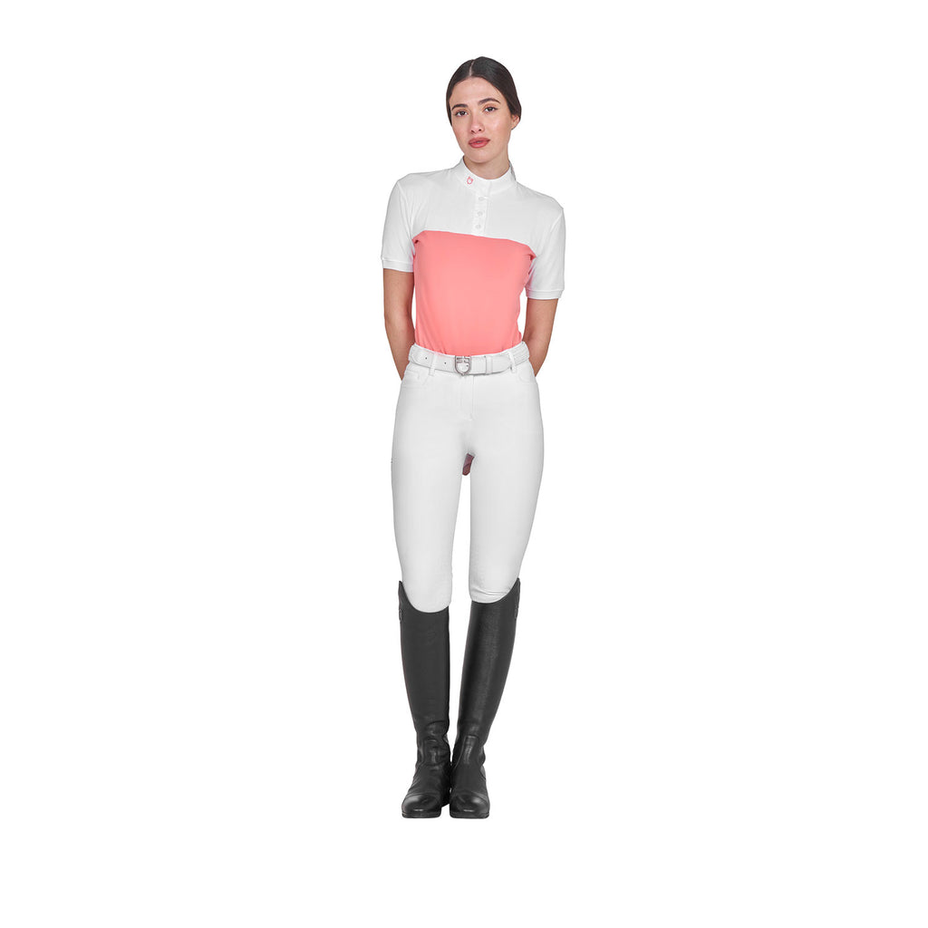 Women's slim fit polo shirt in technical fabric and mesh