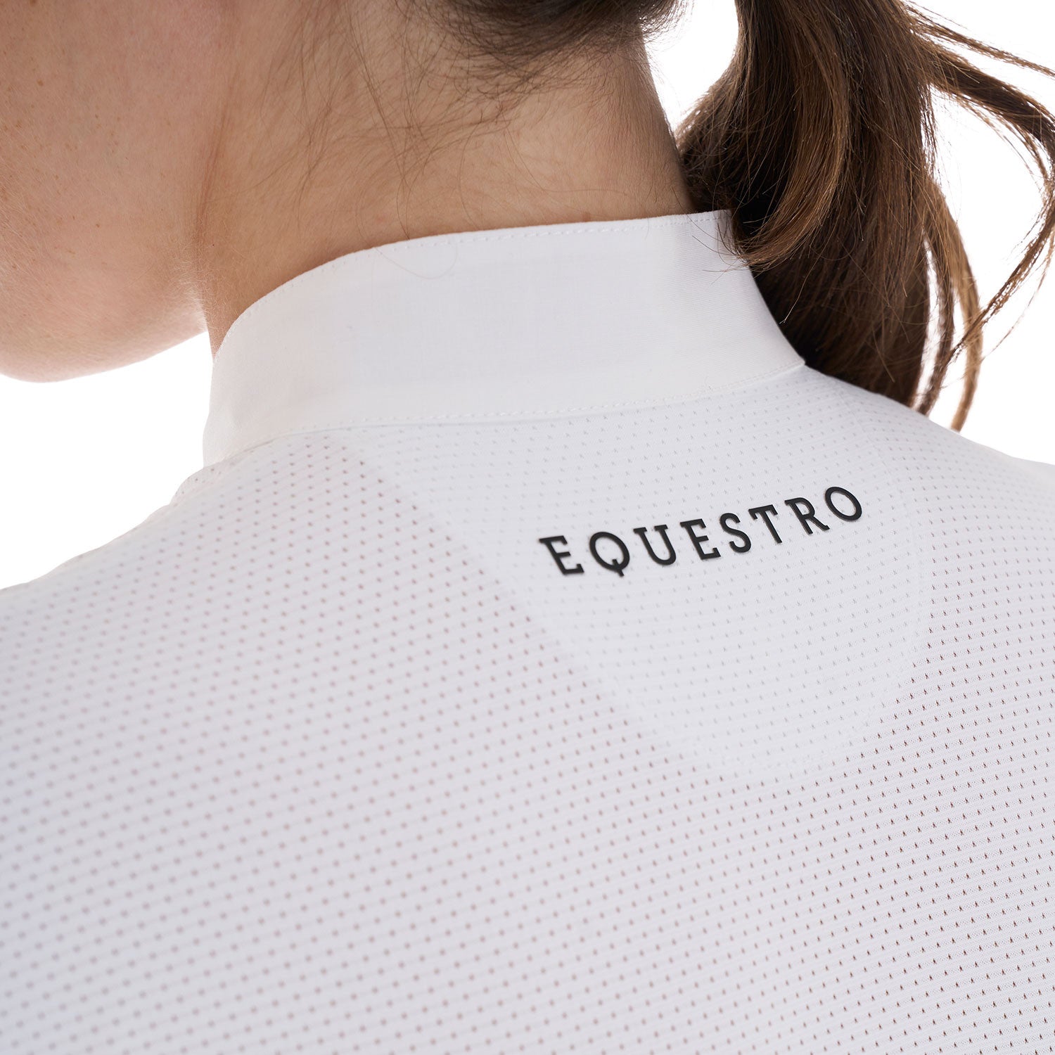 Women's slim fit polo shirt in technical fabric and mesh