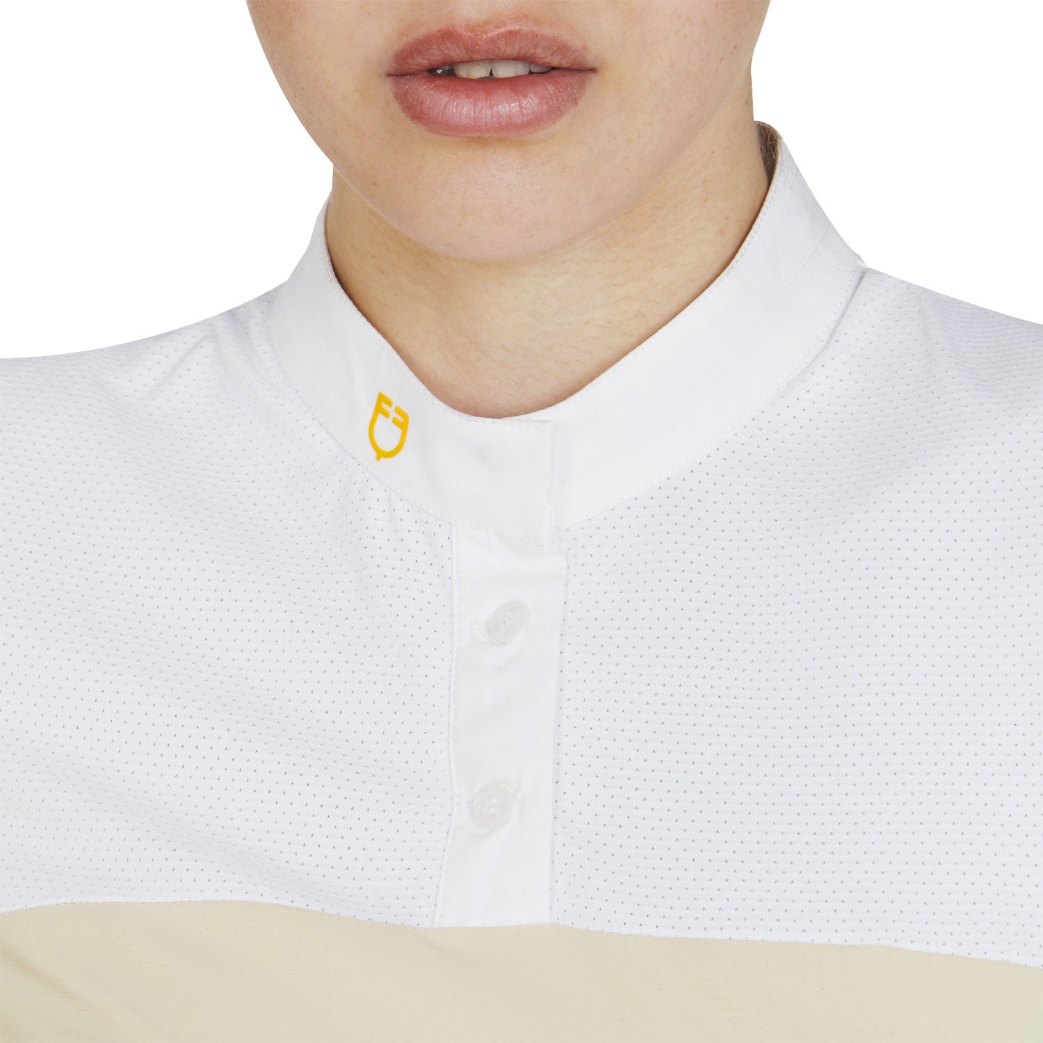 Women's slim fit polo shirt in technical fabric and mesh