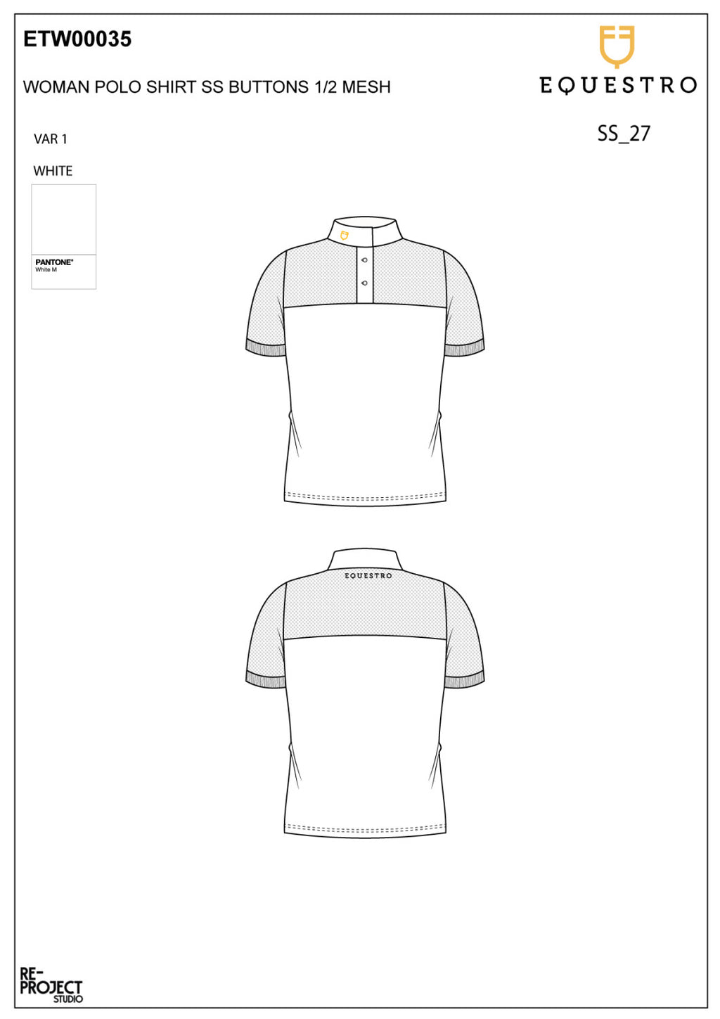 Women's slim fit polo shirt in technical fabric and mesh