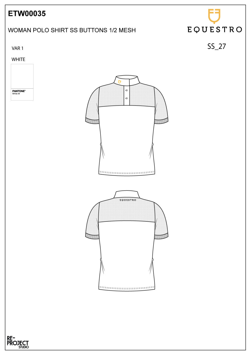 Women's slim fit polo shirt in technical fabric and mesh