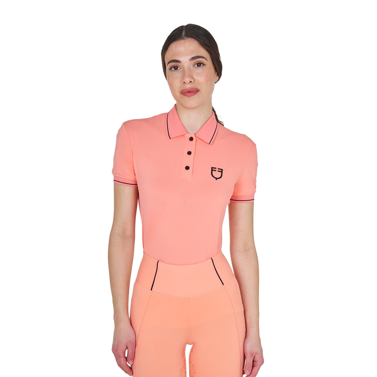 Equestro Women's slim fit polo shirt in breathable fabric