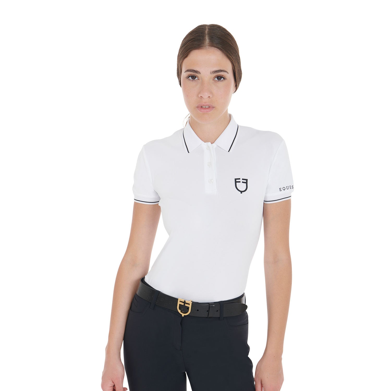 Equestro Women's slim fit polo shirt in breathable fabric