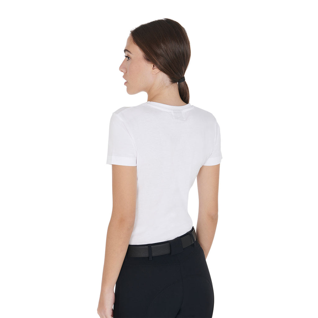 Women's slim fit t-shirt dressage with rhinestone