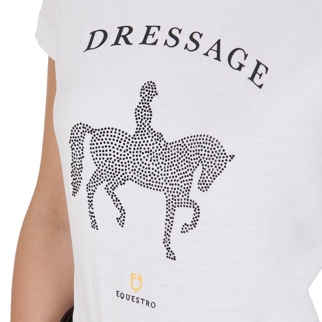 Women's slim fit t-shirt dressage with rhinestone