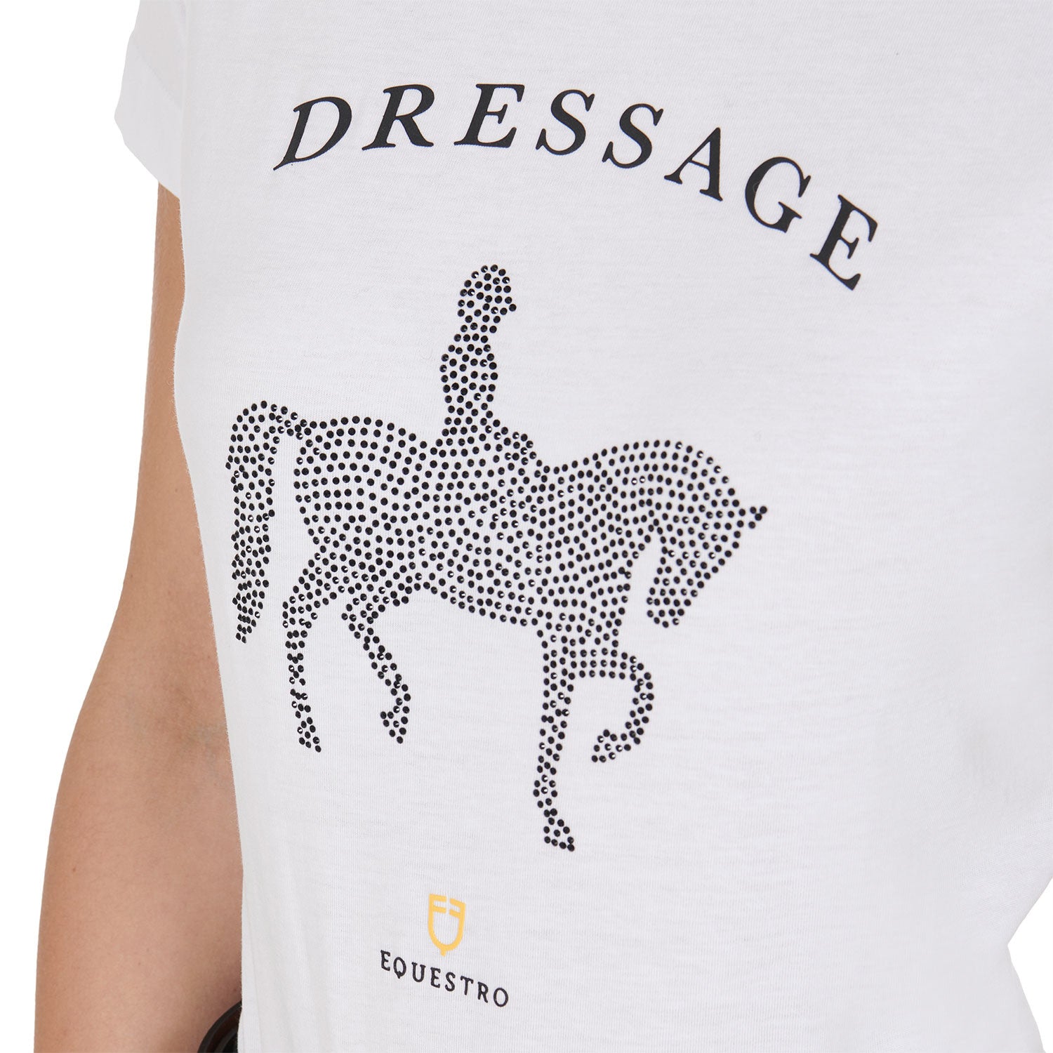 Women's slim fit t-shirt dressage with rhinestone