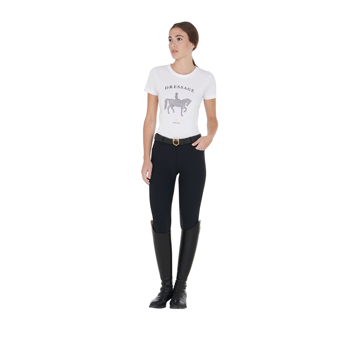 Women's slim fit t-shirt dressage with rhinestone