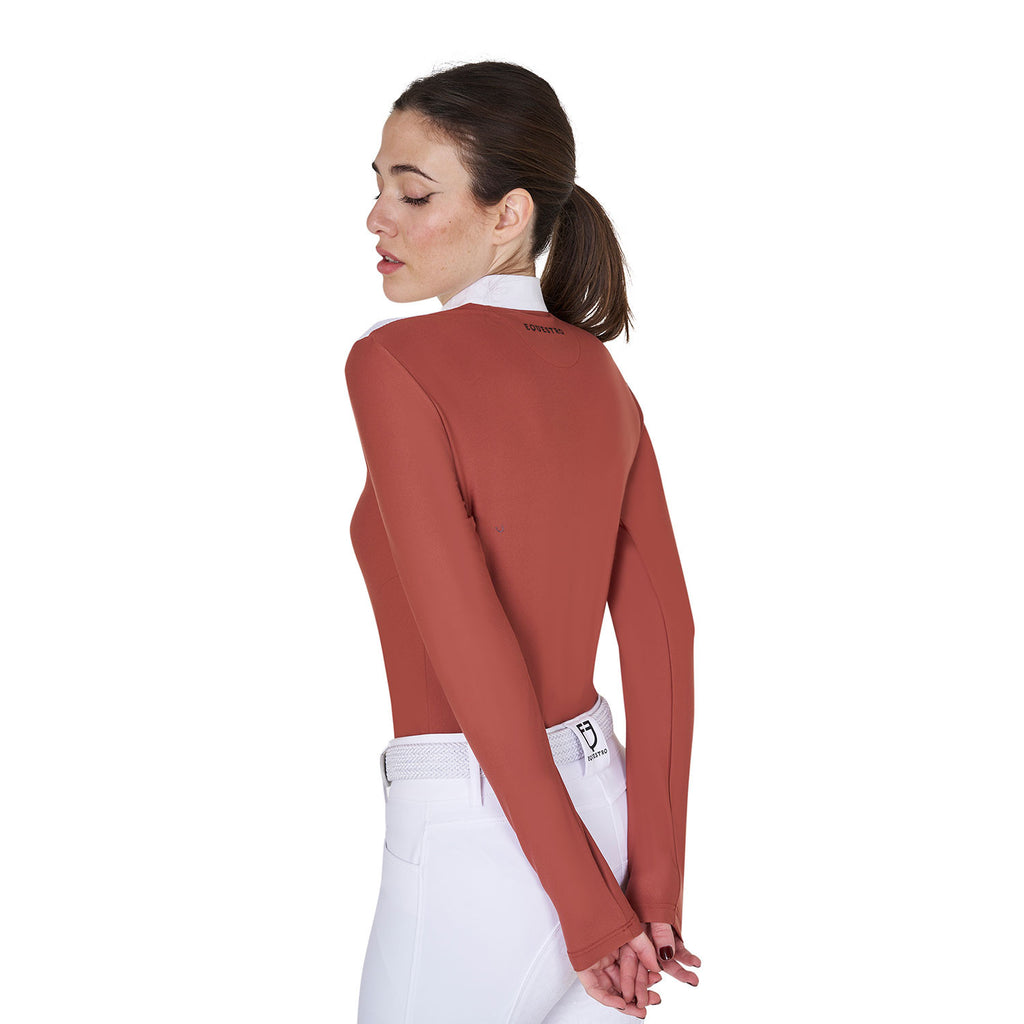 Women's competition polo shirt in technical and mesh fabric