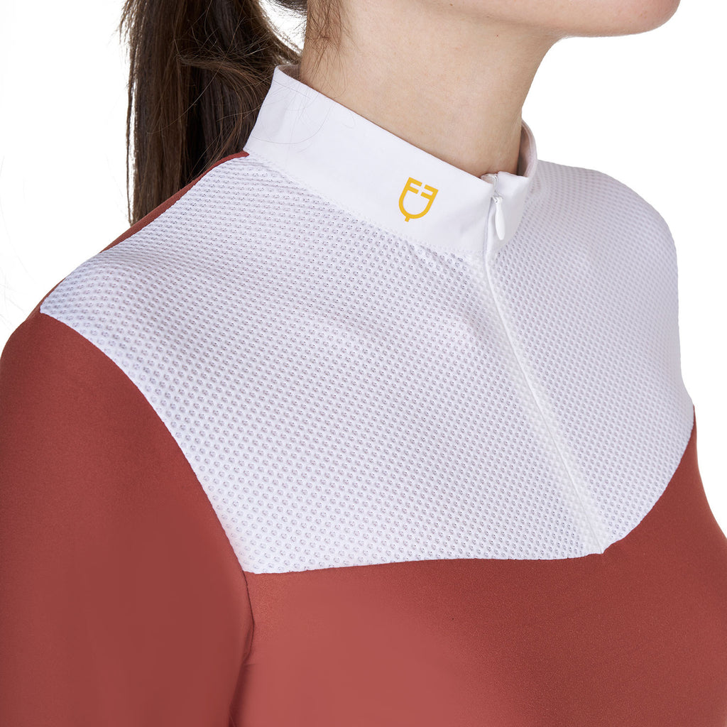 Women's competition polo shirt in technical and mesh fabric