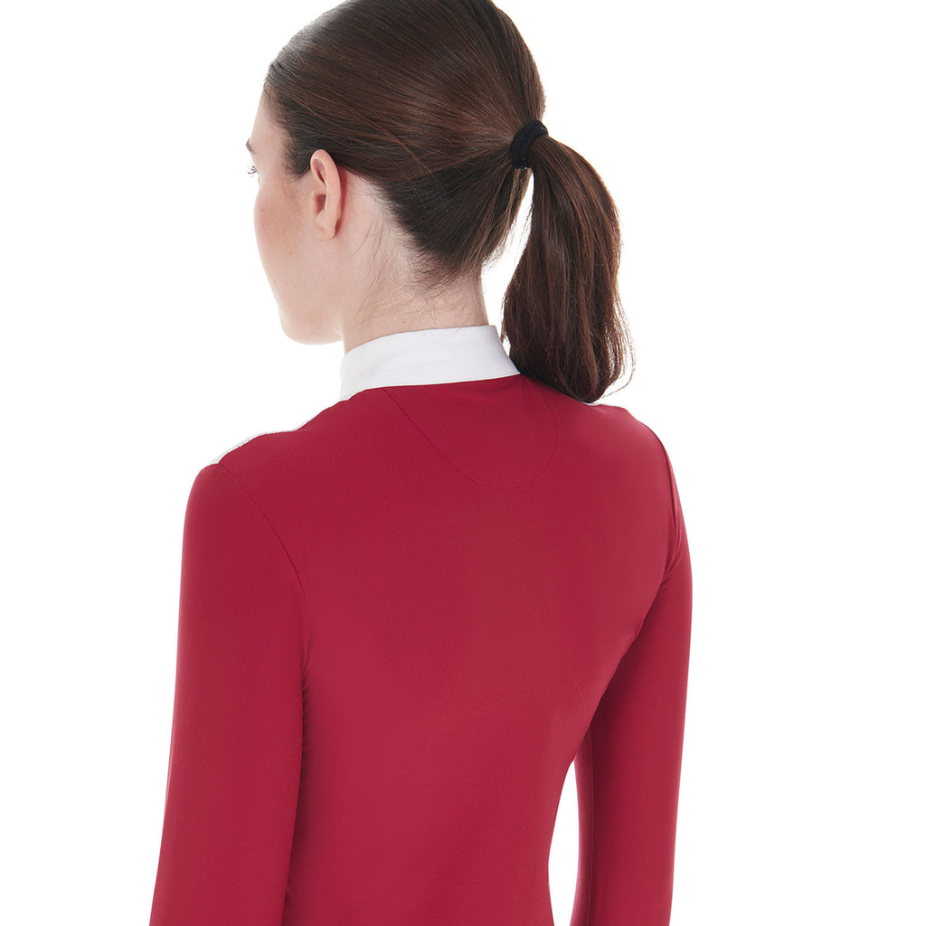 Women's competition polo shirt in technical and mesh fabric
