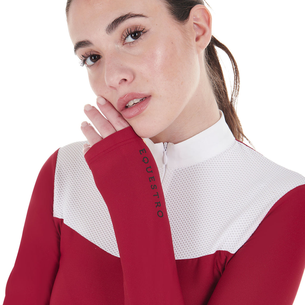 Women's competition polo shirt in technical and mesh fabric