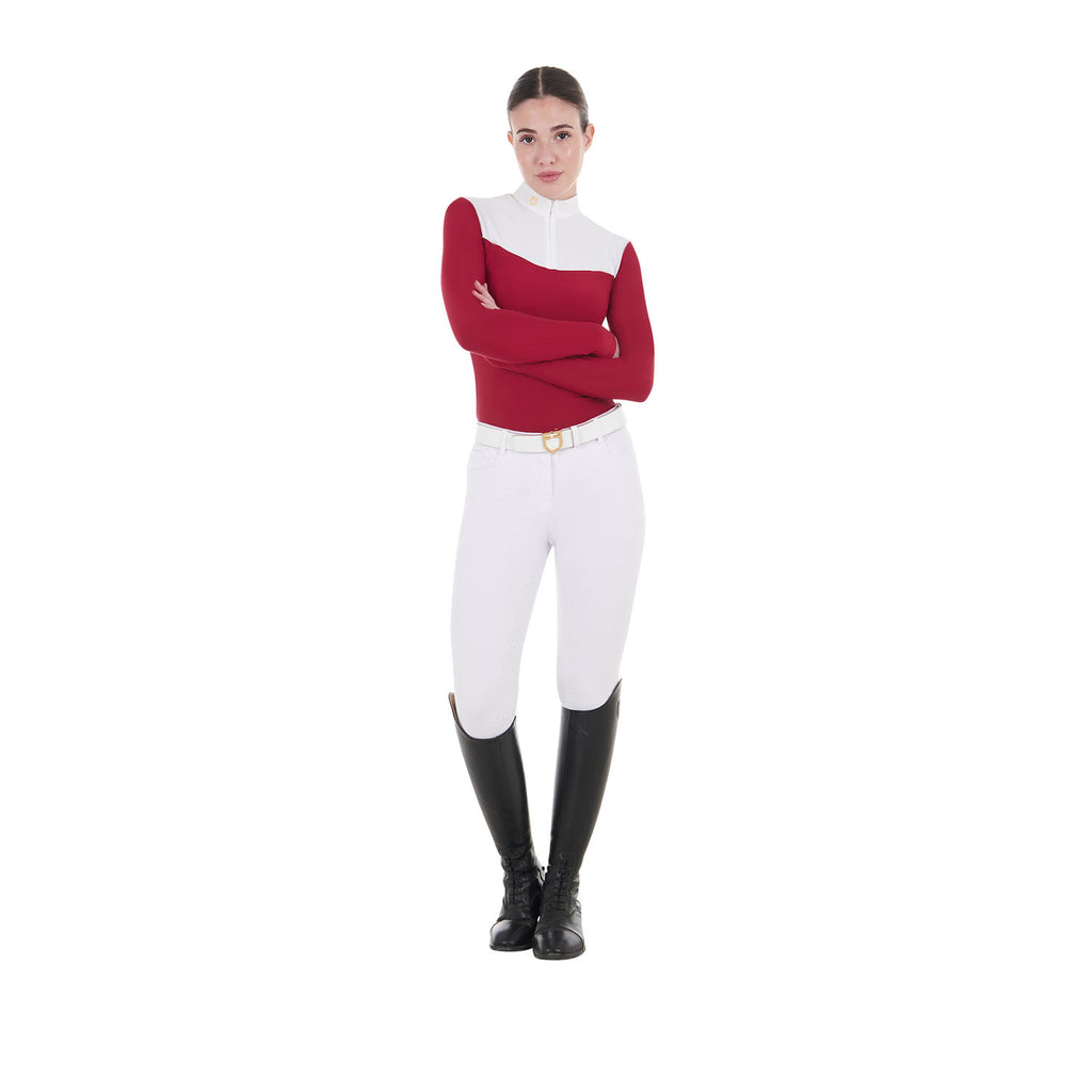 Women's competition polo shirt in technical and mesh fabric