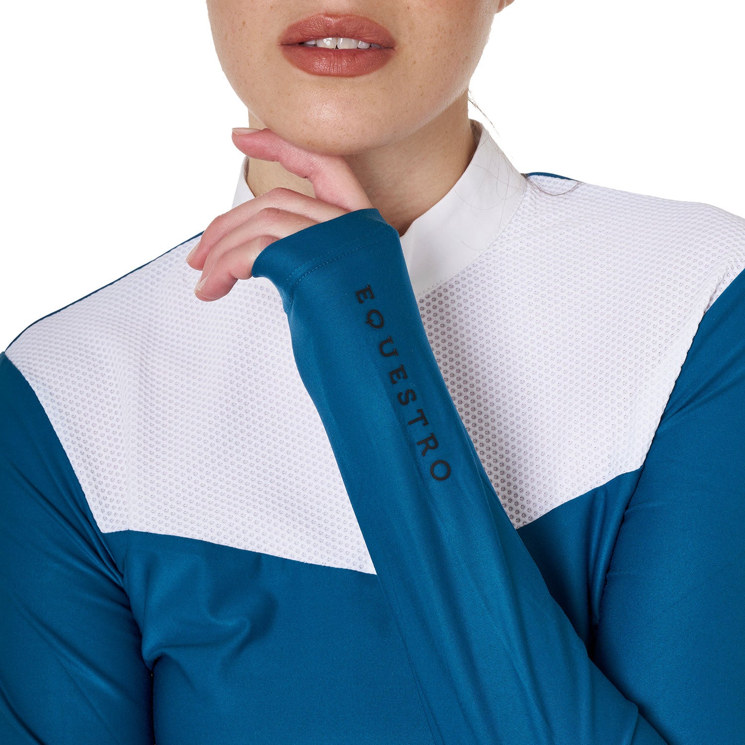 Women's competition polo shirt in technical and mesh fabric