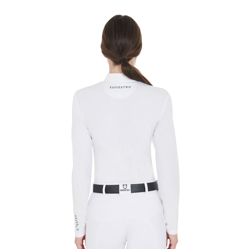 Women's competition polo shirt in technical and mesh fabric
