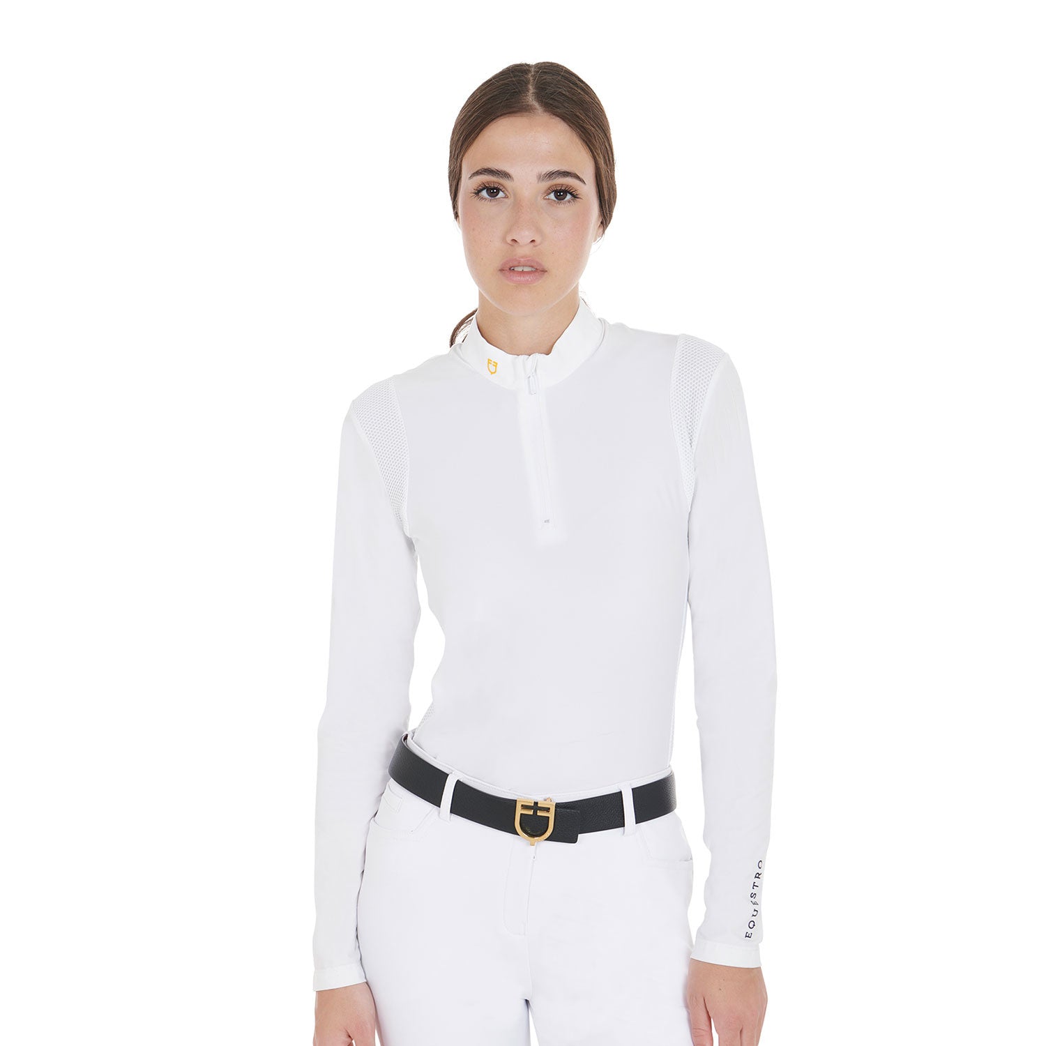 Equestro Women's slim fit polo shirt in technical fabric