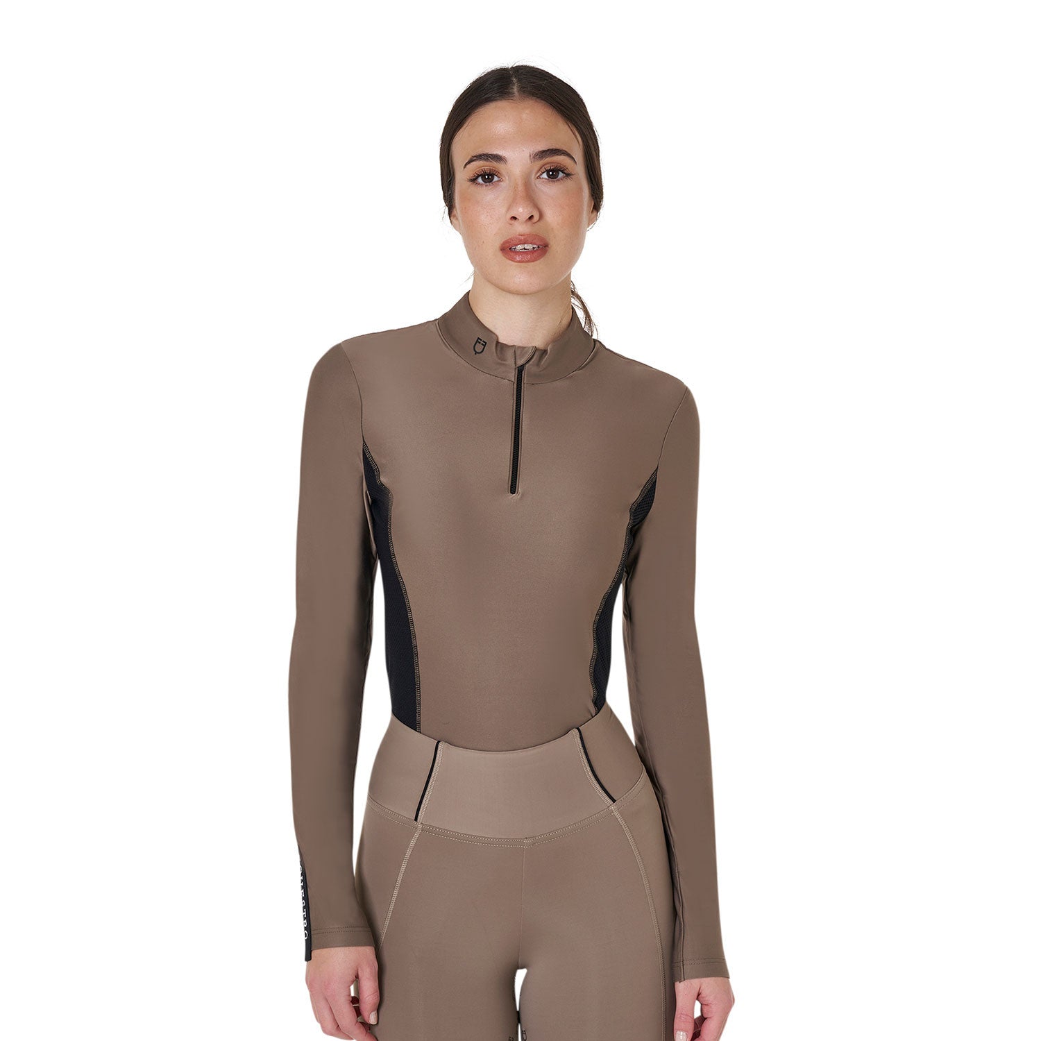 Equestro Women's long-sleeved training technical polo shirt