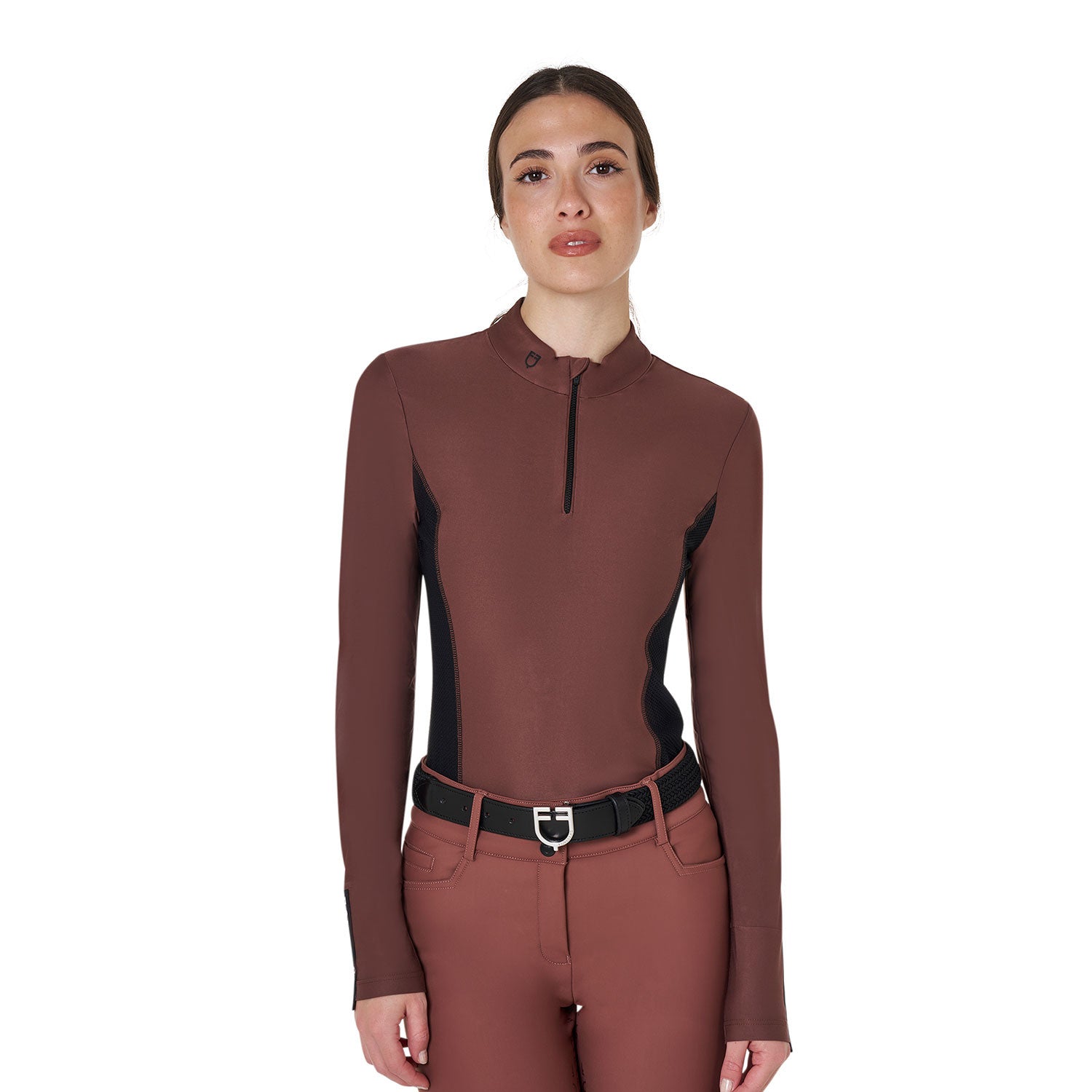Equestro Women's long-sleeved training technical polo shirt