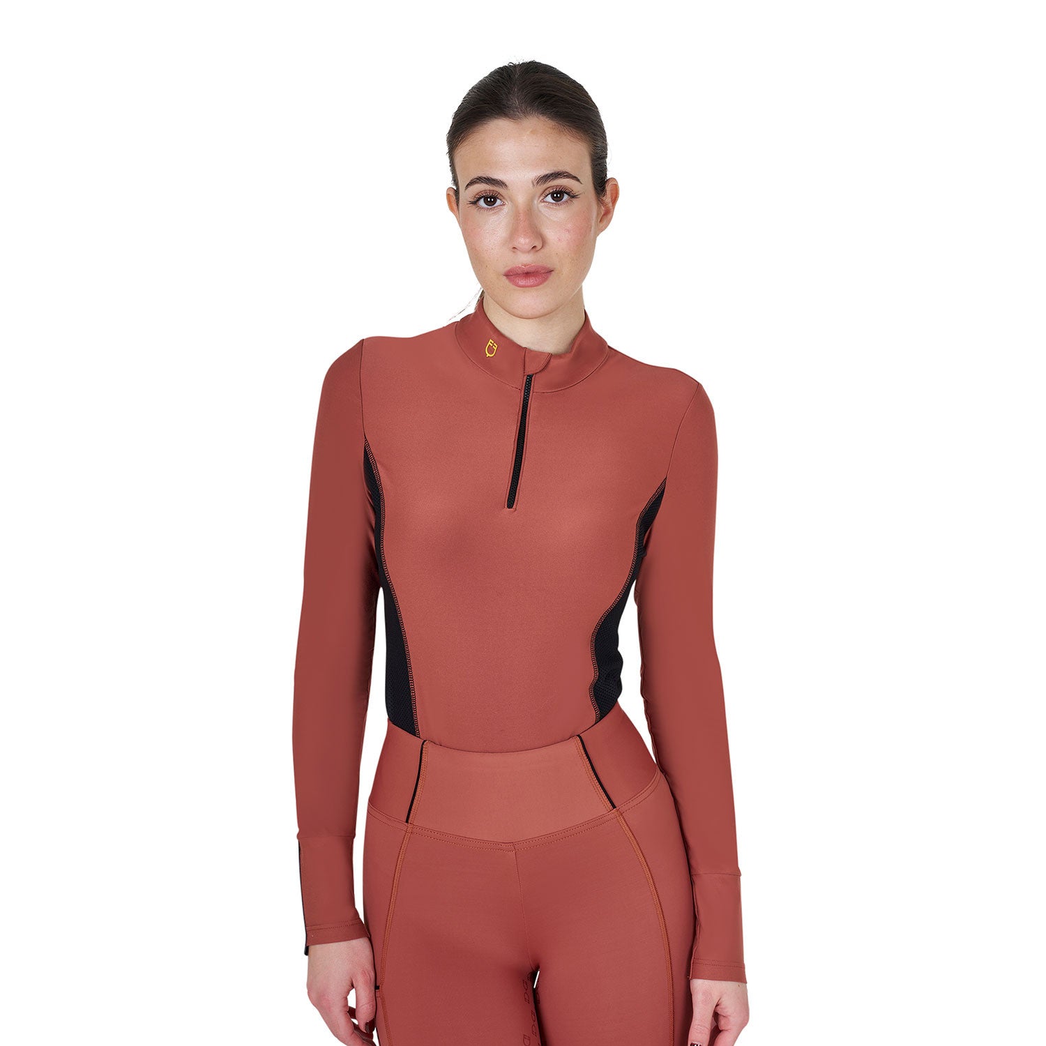 Equestro Women's long-sleeved training technical polo shirt