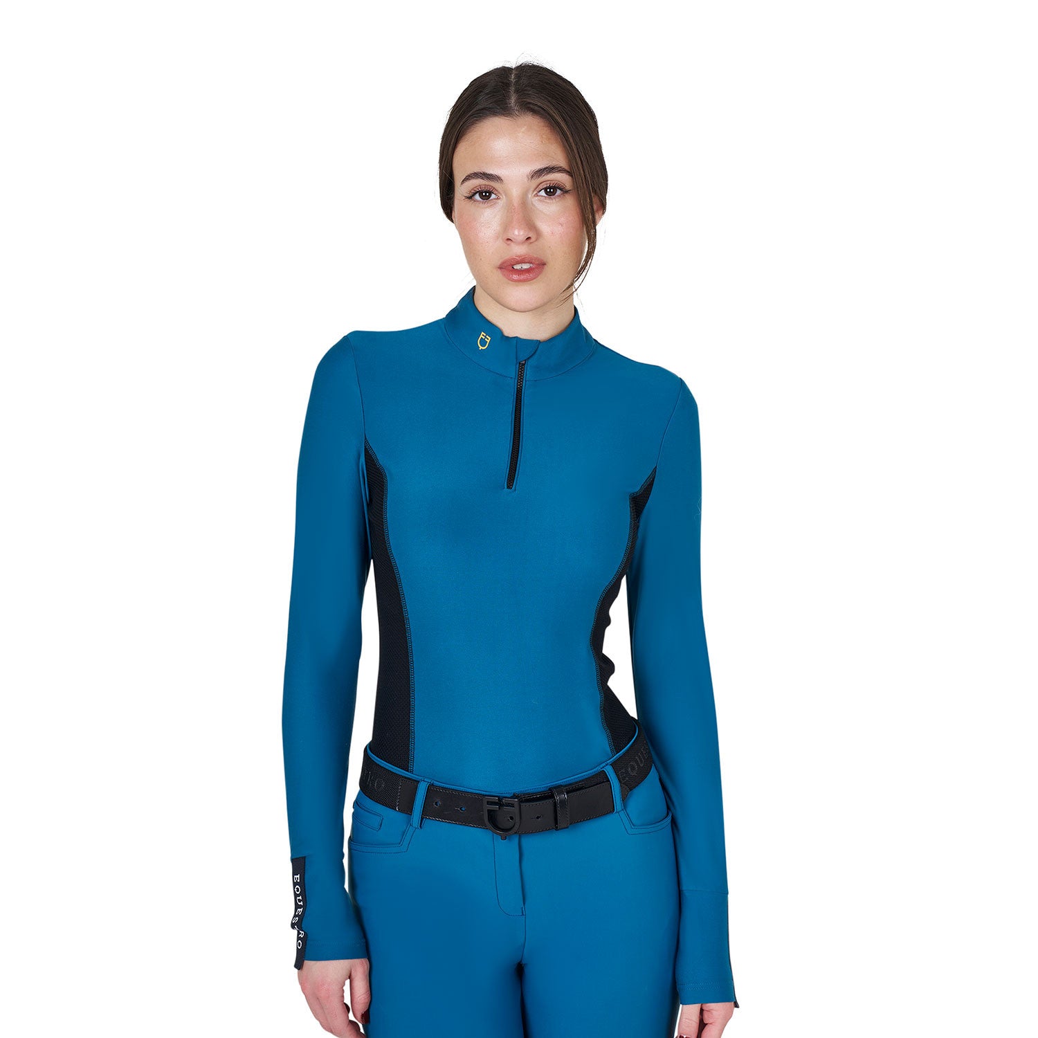 Equestro Women's long-sleeved training technical polo shirt