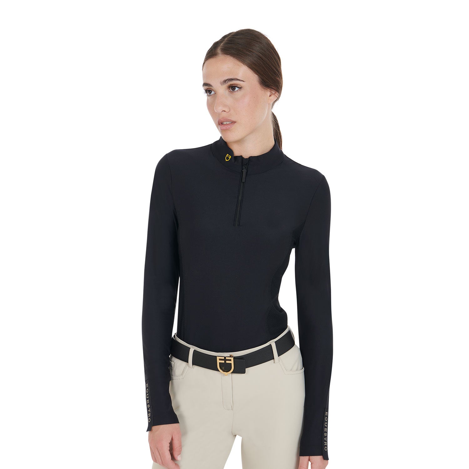 Equestro Women's long-sleeved training technical polo shirt