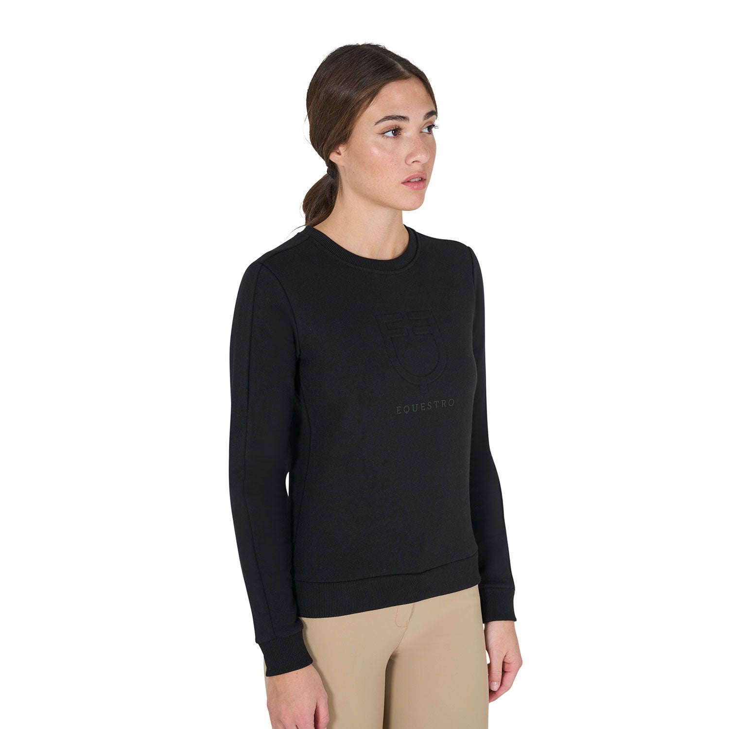 Women's crewneck sweatshirt with printed logo
