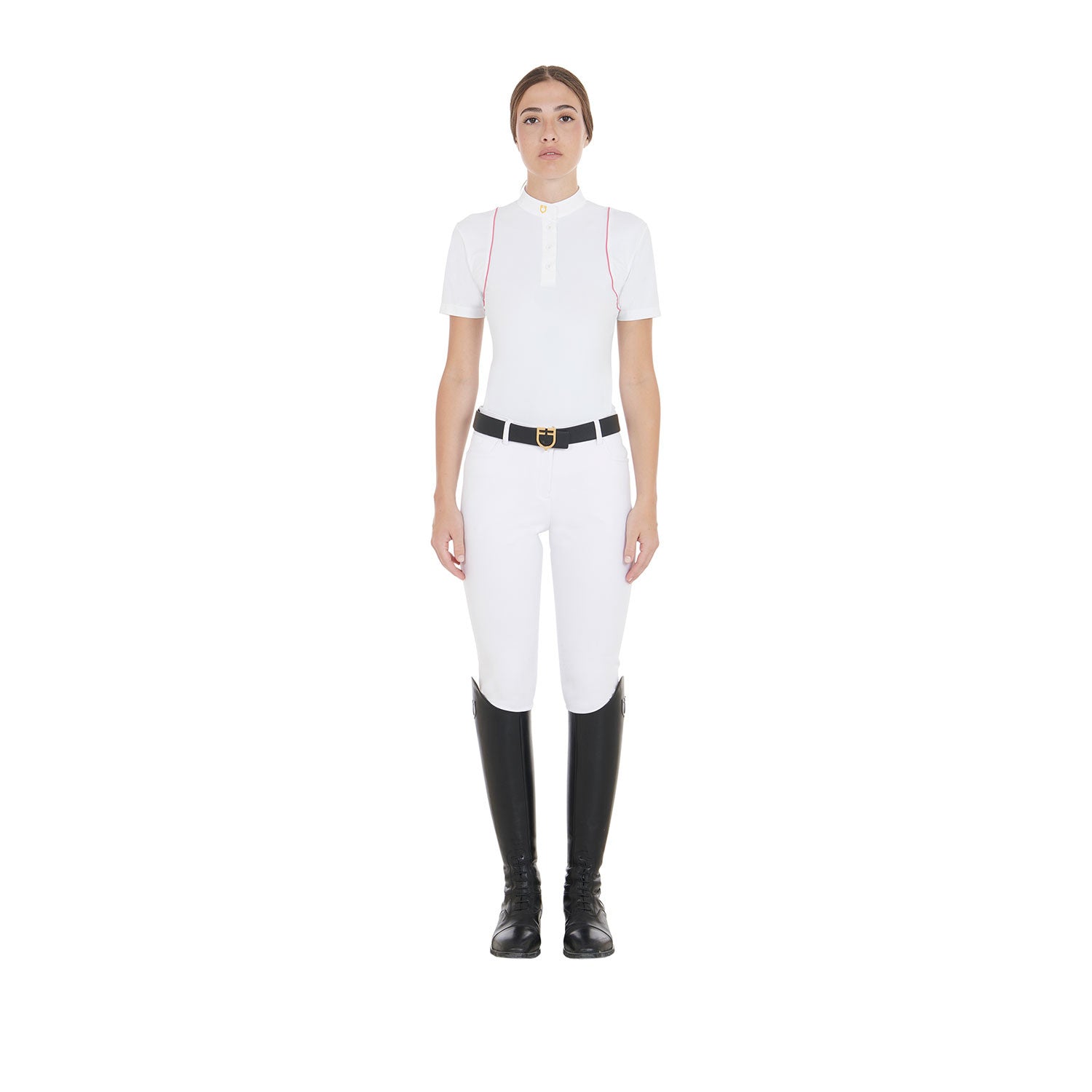 Women's slim fit competition polo shirt with buttons