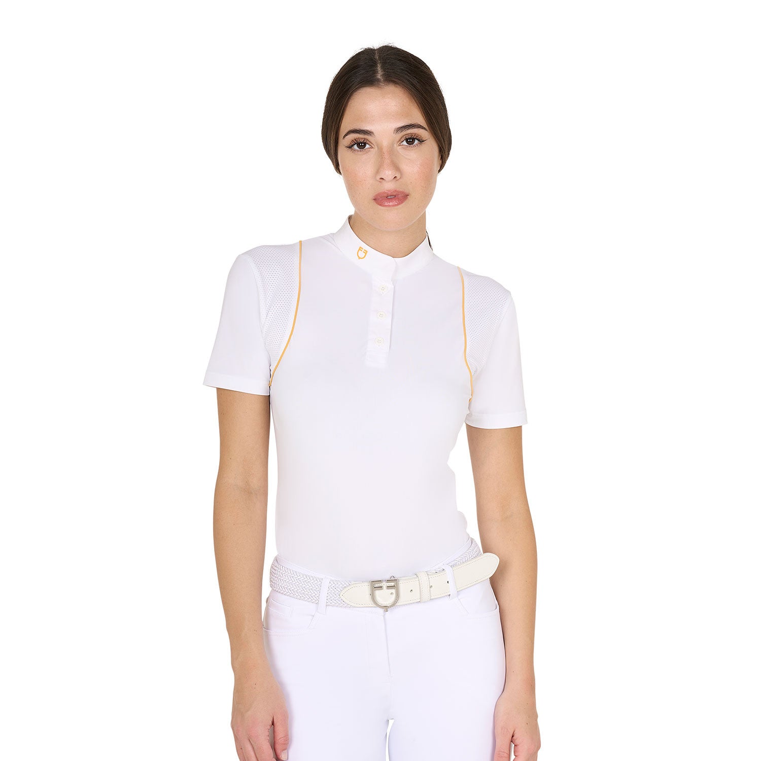 Equestro Women's slim fit competition polo shirt with buttons