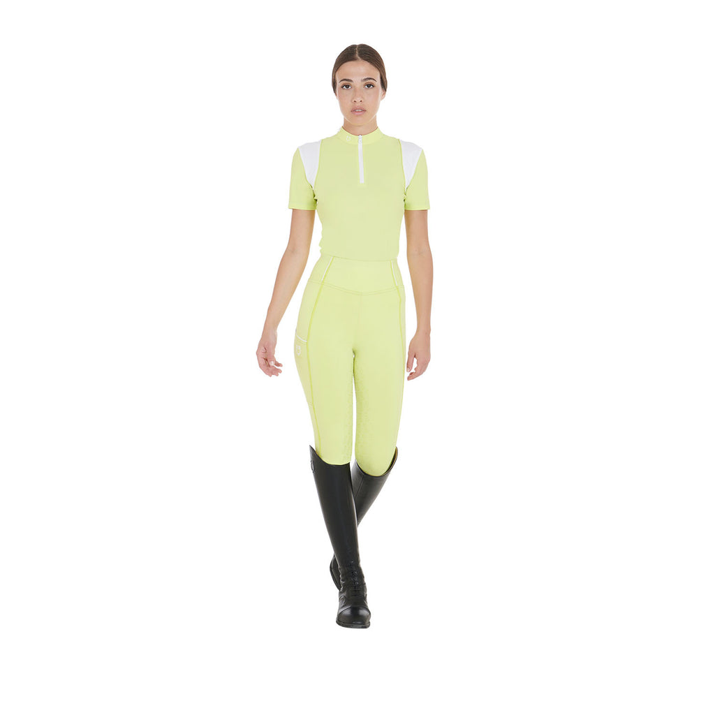 Women's slim fit training polo shirt with mesh inserts