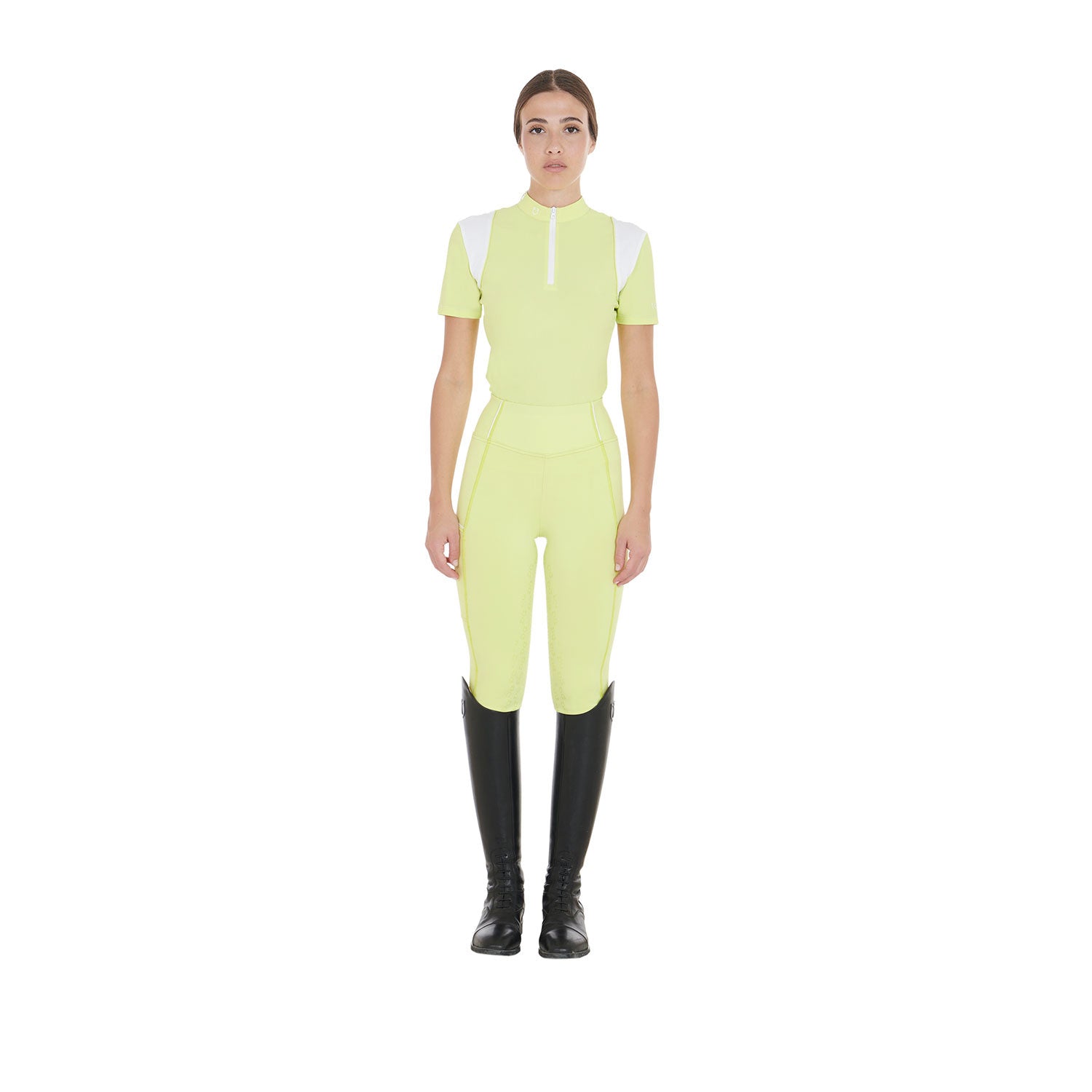 Women's slim fit training polo shirt with mesh inserts