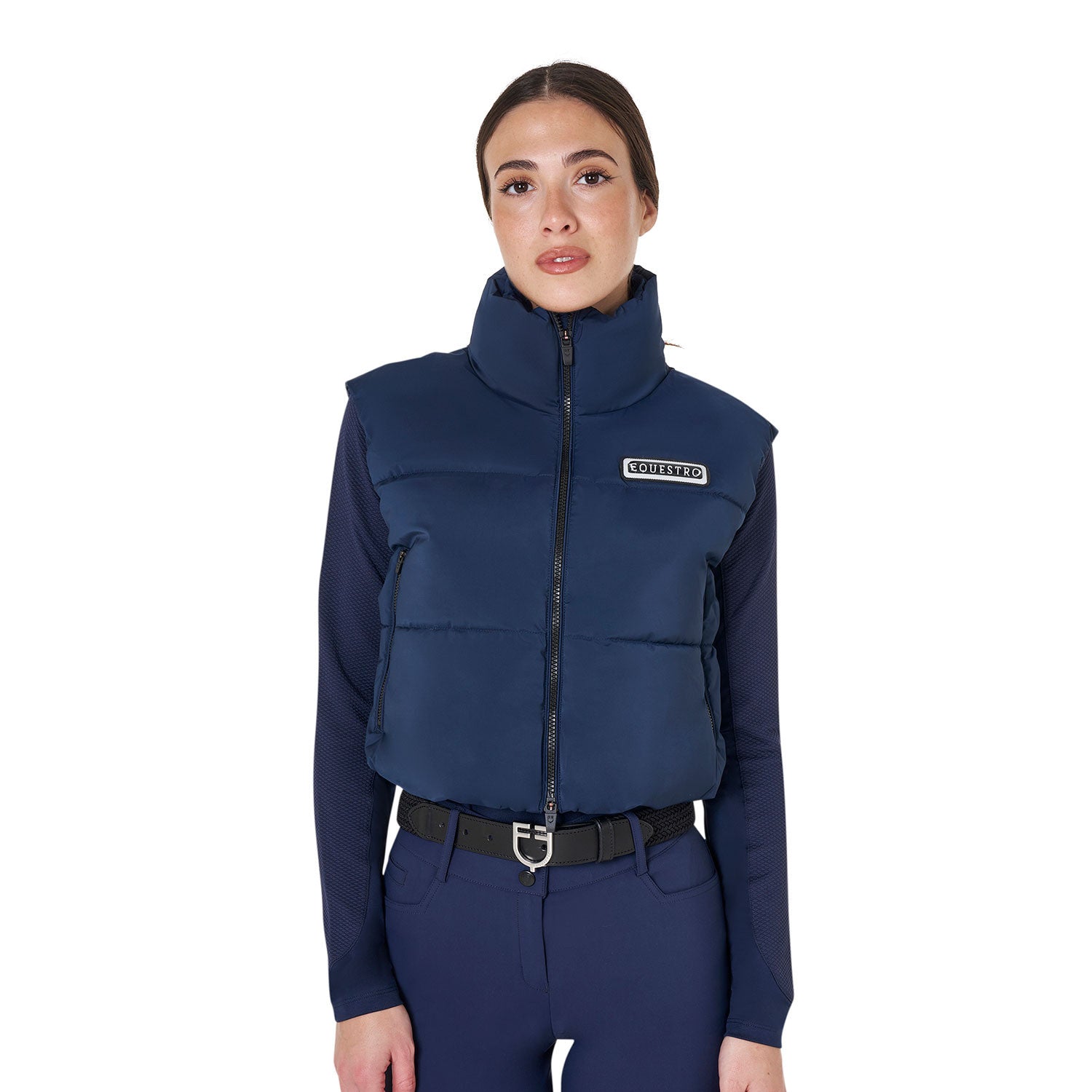 Equestro Women's zippered cropped vest