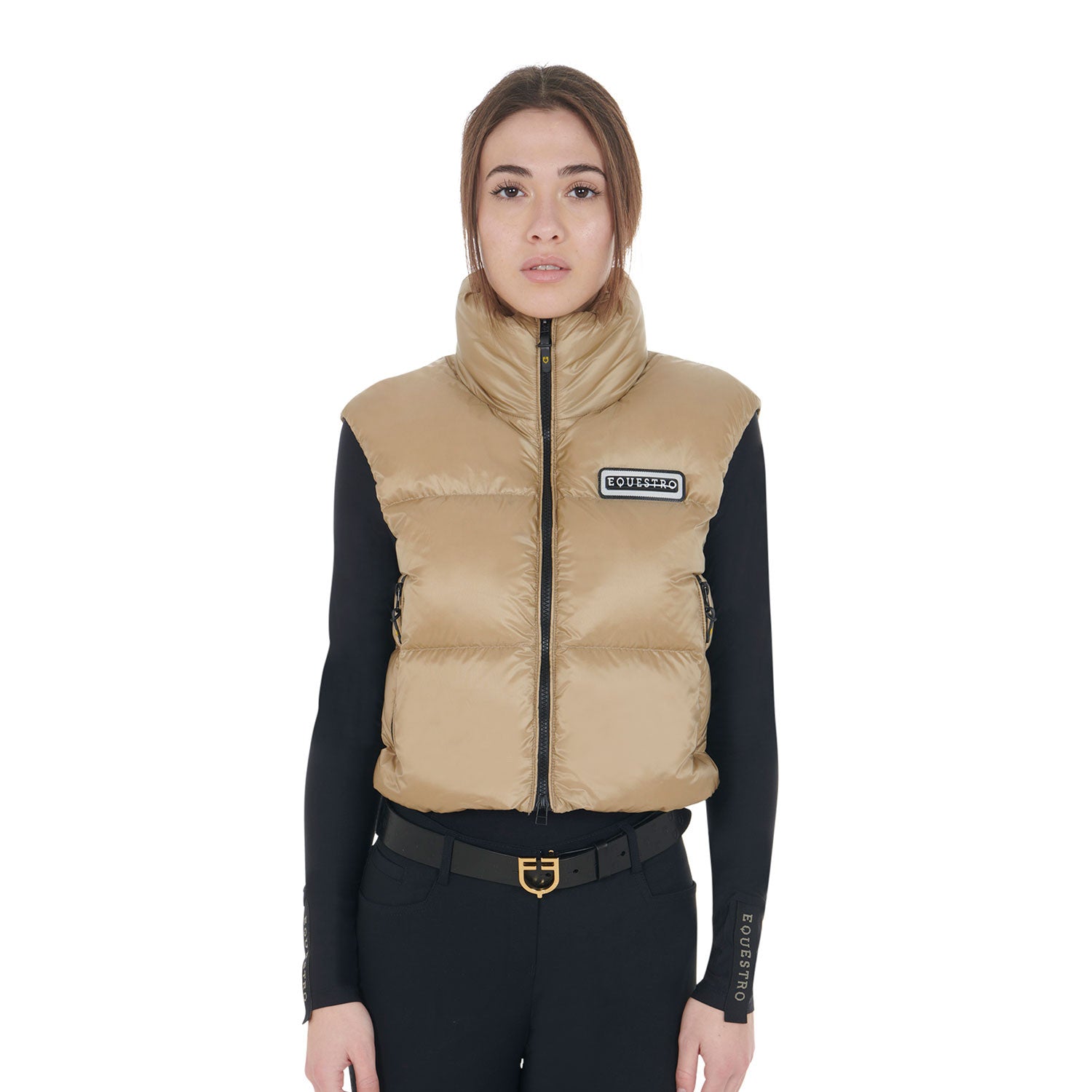 Equestro Women's zippered cropped vest