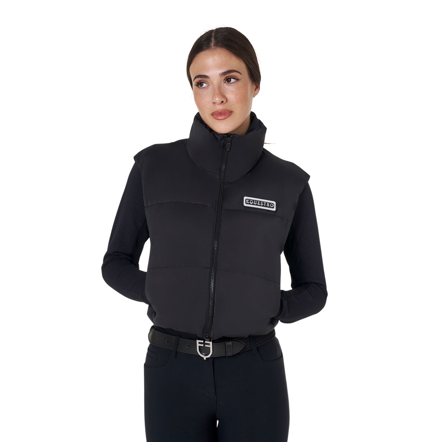 Equestro Women's zippered cropped vest
