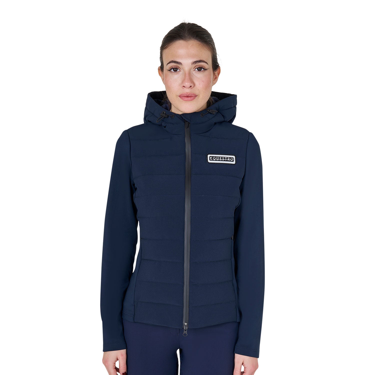 Equestro Women's hooded down jacket technical blend