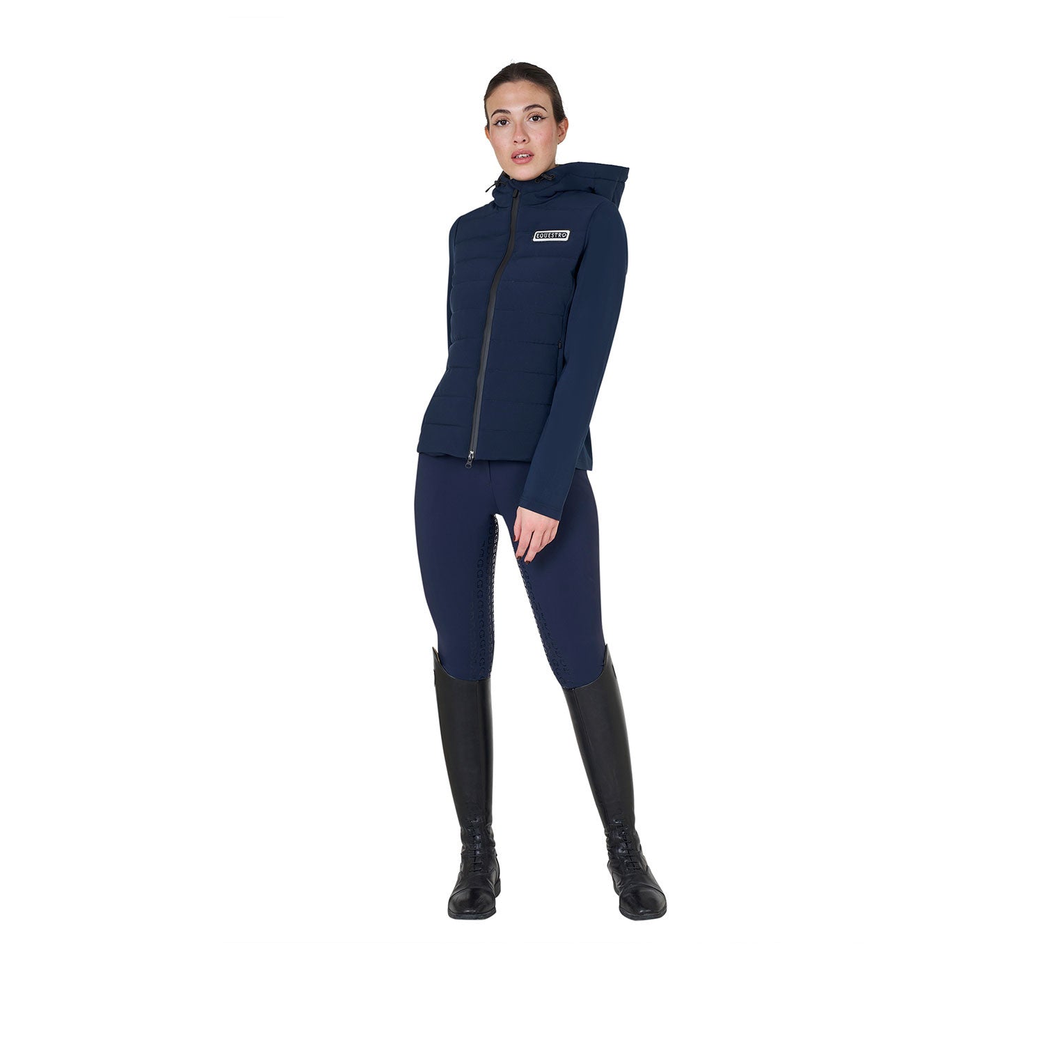 Women's hooded down jacket technical blend