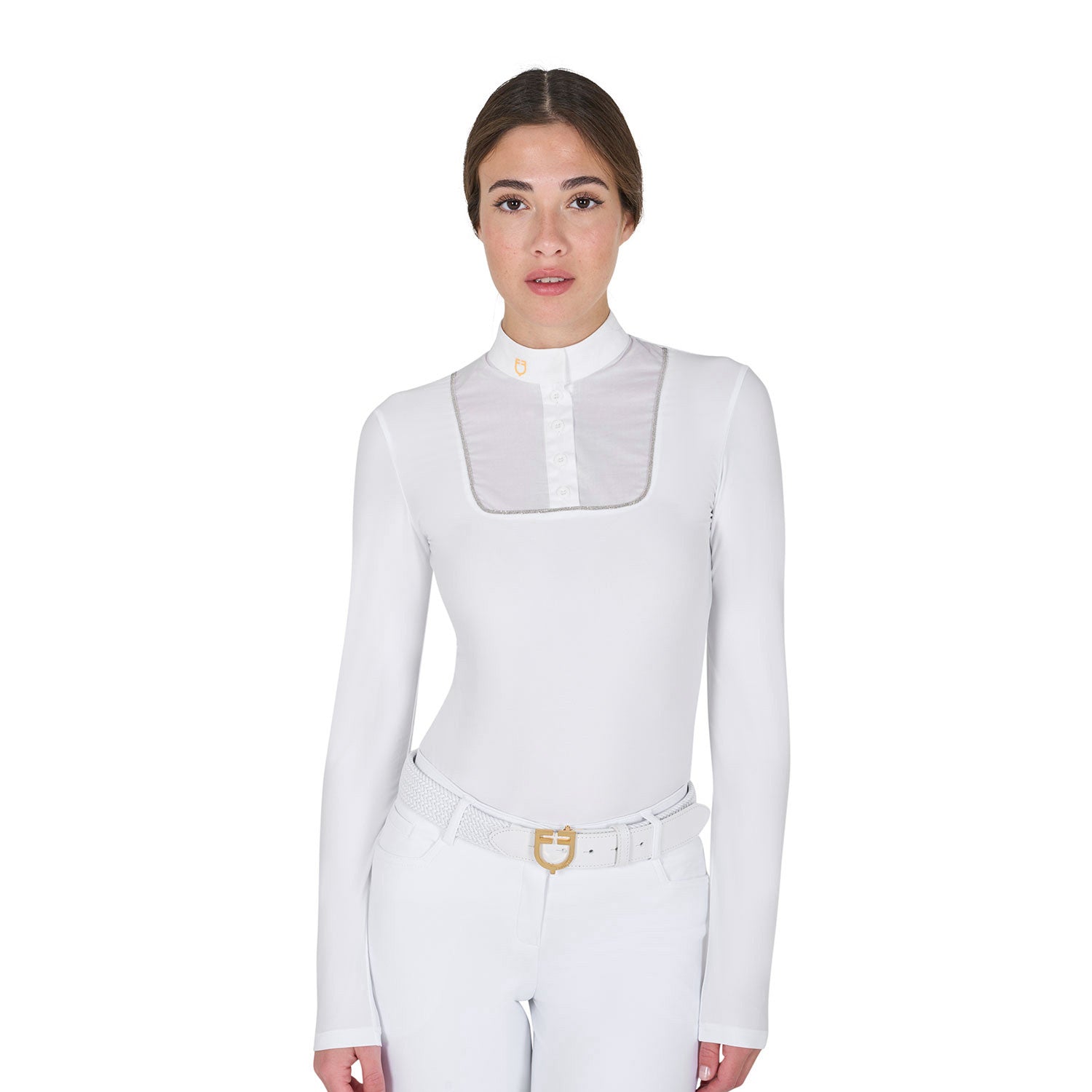 Equestro Women's slim fit buttoned competition polo shirt